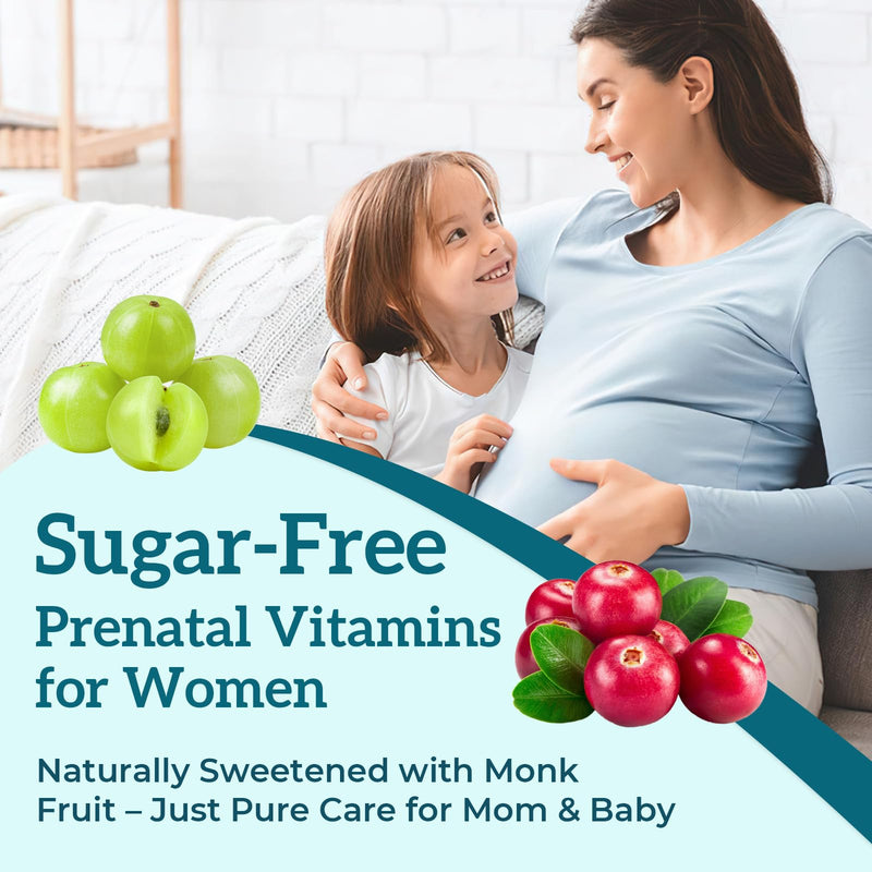 Quorinthiumax Prenatal Gummies Sugar Free 90 Count - Organics Prenatal Vitamins for Women with Folate, DHA & Probiotics - Iron Free Prenatal Vitamin Gummies for Immune & Digestive - 1 Bottle 90 Count (Pack of 1)