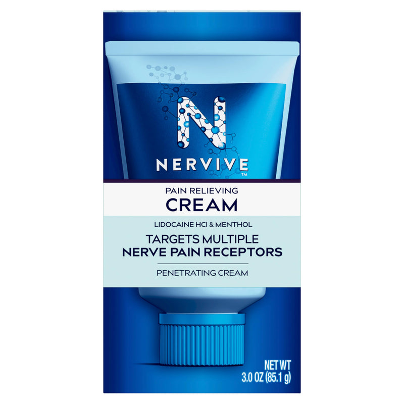Nervive Pain Relieving Cream, Nervive Pain Relief, Max Strength Formula, Lidocaine Cream, Lidocaine Topical, Foot Pain, Leg Pain, Hand Pain Non-Greasy, 3.0z