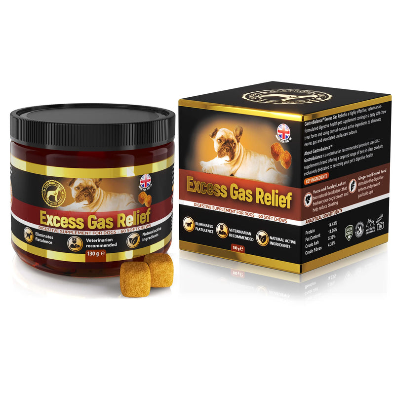 dog flatulence treatment - 60 natural dog flatulence chews recommended by vet (Bacon flavour) Bacon flavour