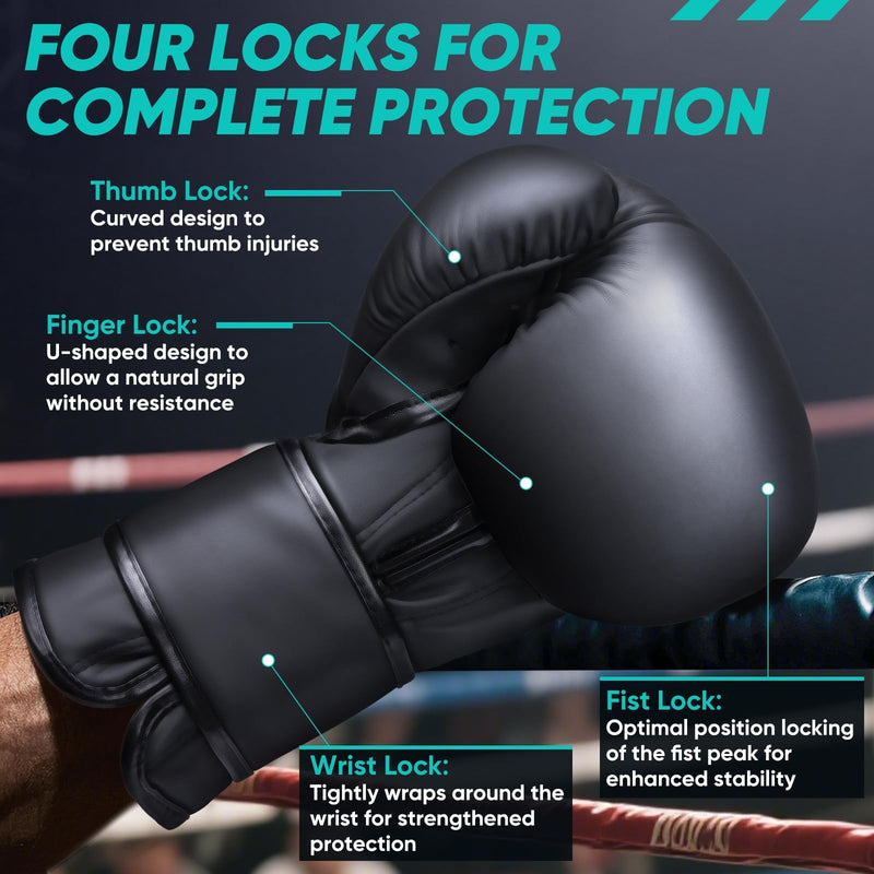 APEXUP Boxing Gloves Men Women, Pro Training Sparring, Heavy Bag Gloves for MMA Kickboxing Muay Thai 14 OZ Black