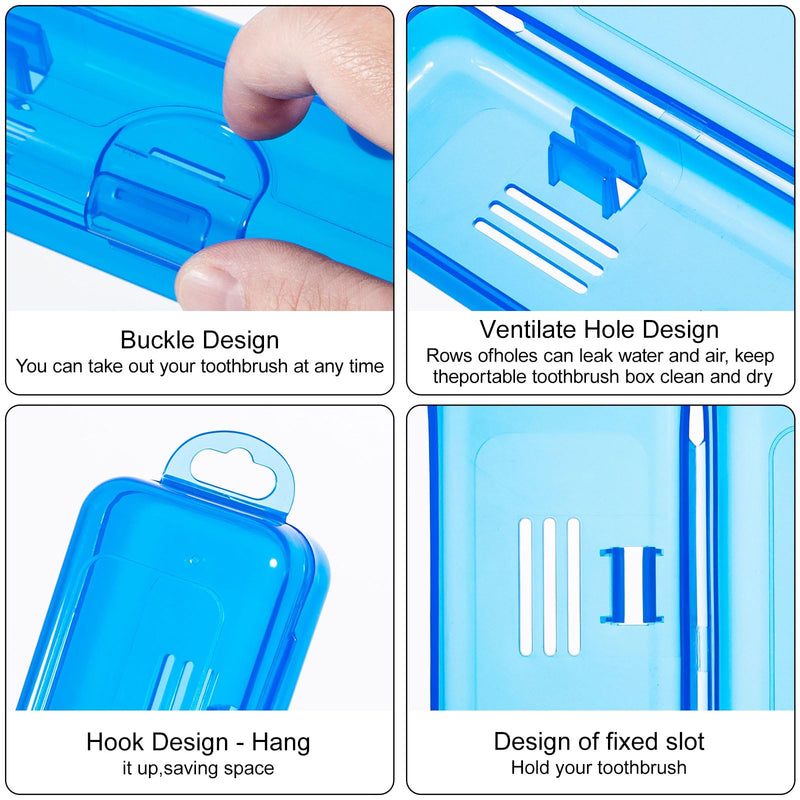 Toothbrush Case 2 Packs, Transparent Dark Blue Toothbrush Travel Case, Plastic Toothbrush Holder Travel Size, 7.87 x 1.85 x 1.18 inches Portable Toothbrush Case for Traveling - BeesActive Australia