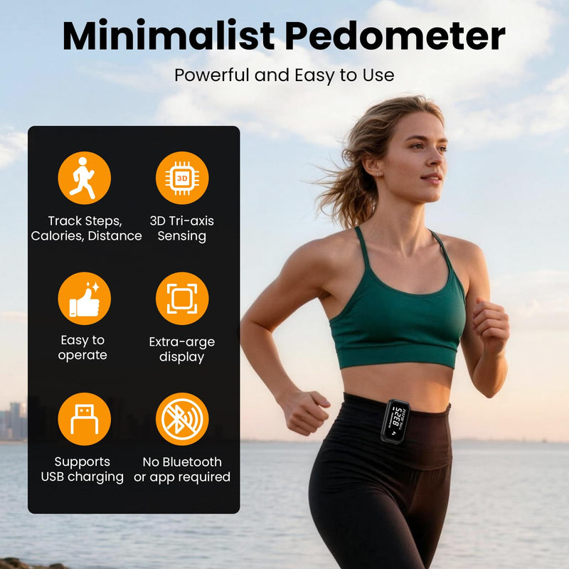 3D Pedometer for Walking, Simple Step Counter with Large Digital Display, Accurate Step Tracker with Lanyard,Clip on Pedometer for Men Women Kids Adults Seniors black