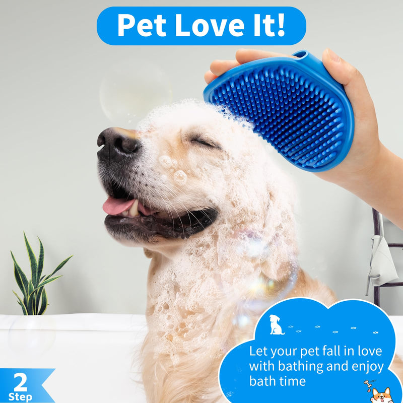 3PCS Dog Bath Brush | Dog Shampoo Brush | Dog Scrubber for Bath | Dog/Grooming/Washing Brush Scrubber with Adjustable Ring Handle for Short & Long Haired Dogs/Cats (Blue Blue White) Blue Blue White - BeesActive Australia