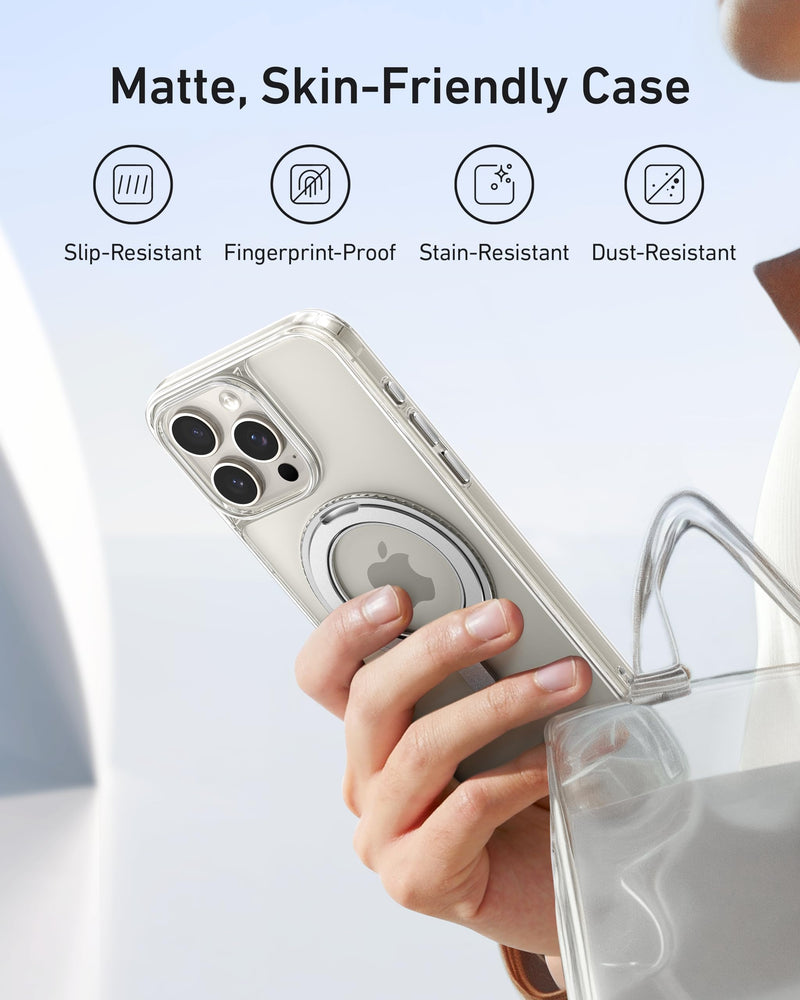 Anker Ultra Magnetic for iPhone 15 Pro Max Case with Sturdy 360° Ring Stand, Military-Grade Shockproof iPhone 15 Pro Max Kickstand Compatible with MagSafe(Clear) Clear - BeesActive Australia