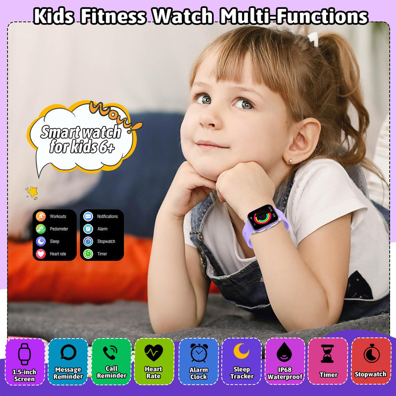 SmartWatch for Kids,Kids Watch Girls Boys Watch with 20 Sport Modes, Pedometer, Sleep Monitor, Kids Sport Watches Birthday Gifts Toy Gift for Girls Boys 6-16 Purple - BeesActive Australia