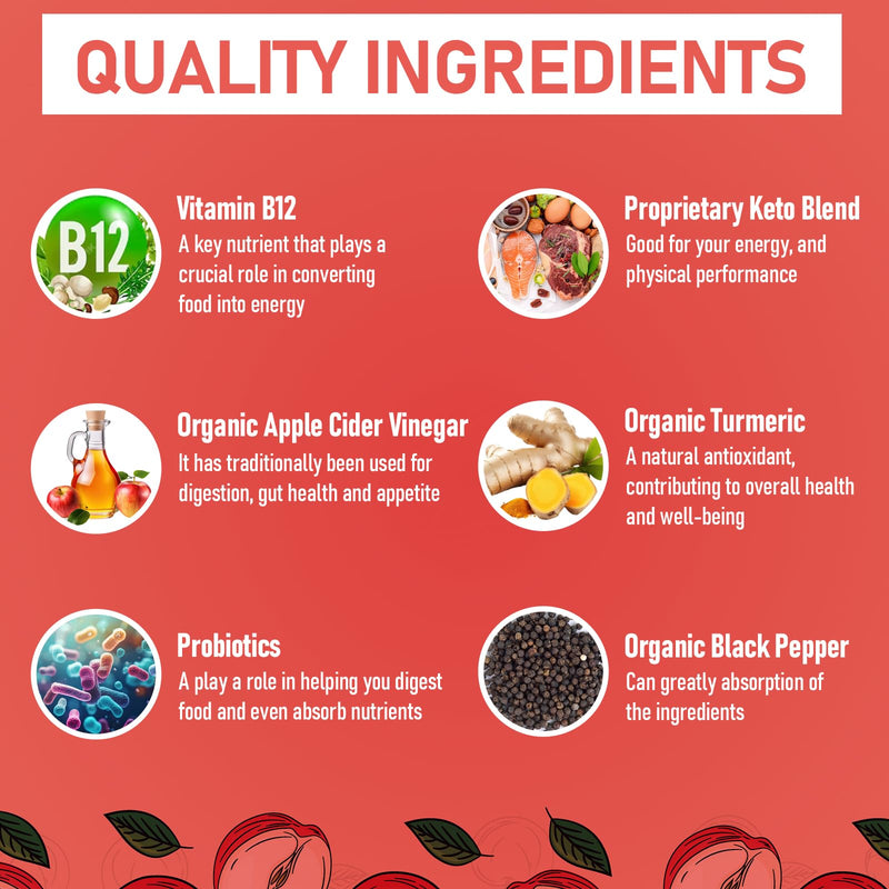 Apple Cider Vinegar Gummies, 120 ACV Gummies - Detox, Digestion, Gut Health | Max Strength 2000mg Keto ACV Gummy with Probiotics, B12 and Keto Support, For Digestion, Metabolism, Gelatin-Free 60 Count (Pack of 2)