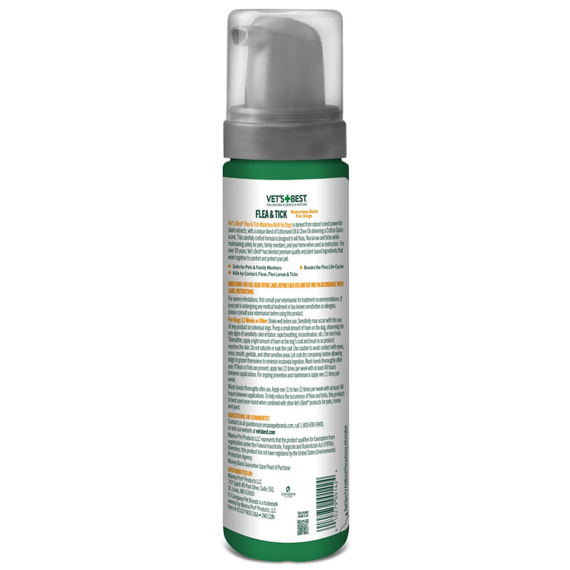 Vet’s Best Waterless Flea and Tick Dog Bath – Natural Flea & Tick Prevention – Dog Dry Shampoo Spray with Essential Oils – Kills Pests on Contact – Made in USA – 8 oz Cotton Spice Scent