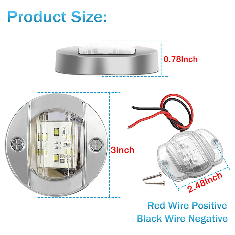 ALFU 10Pcs White DC 12V 3 Inch Round Marine Boat Interior Lights Transom Mount Led Stern Anchor Lights LED Night Fishing Lights IP67 Waterproof Deck LED Courtesy Light 10Pcs(White) - BeesActive Australia