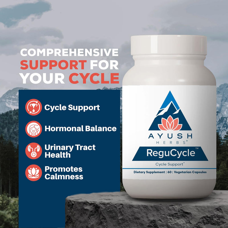Ayush Herbs Regu-Cycle, Hormone Balance for Women, 60 Servings | Hormonal Support, Period Support & Relief, Reproductive Health, Regulate Menstrual Cycle, Ovarian Supplement