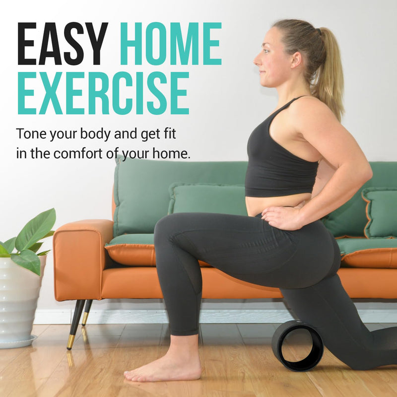 Extra Wide Yoga Wheel, Mini Yoga Wheel - Beginner Friendly Yoga Kit. More Comfortable, Stable and Safer Back Roller. Improve posture, better mobility. Ideal Home Exercise. Relieve Back Pain. Small