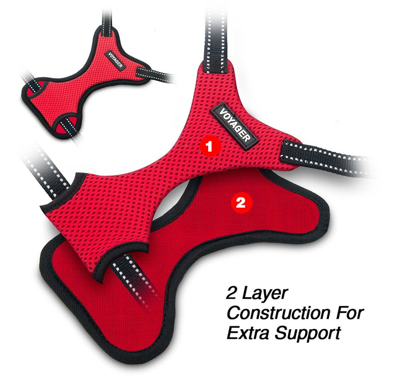 Best Pet Supplies Voyager Adjustable Dog Harness with Reflective Stripes for Walking, Jogging, Heavy-Duty Full Body No Pull Vest with Leash D-Ring, Breathable All-Weather - Harness (Red), M Harness ONLY (Red) M (Chest: 17 - 21") - BeesActive Australia