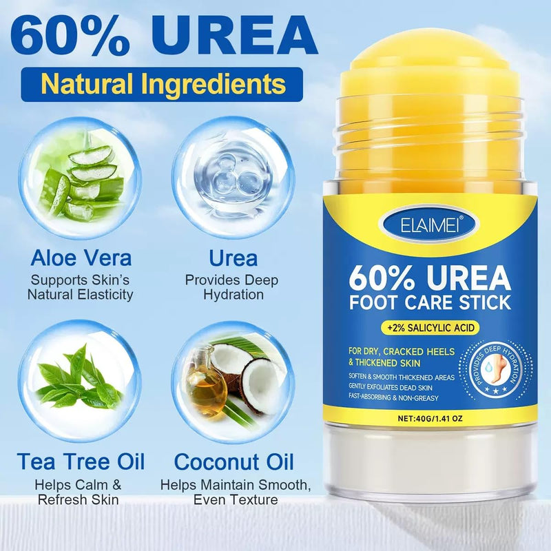 60% Urea Cream Stick plus 2% Salicylic Acid, Maximum Strength Urea Foot Cream Callus Remover for Dry Cracked Heels, Hands, Knees,Exfoliating Moisturizer, Dead Skin Remover Foot Balm 1.4oz (1 pack) 1 pack
