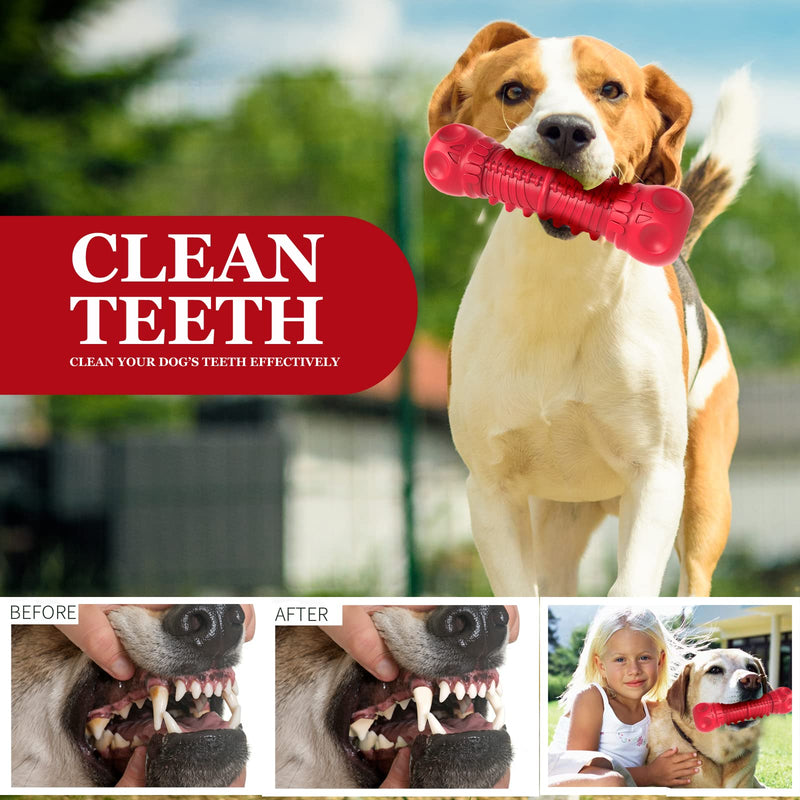 Dog Squeaky Toys for Aggressive Chewers, Durable Dog Chew Toys for Large Medium Breed Dog, Dog Toys, Tough Durable Dogs Toys with Natural Rubber (A Red, for Larege Dogs) A Red - BeesActive Australia