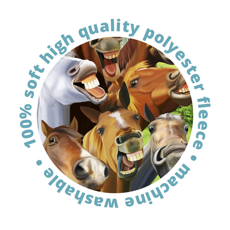 Dawhud Direct Cartoon Selfie Horses Fleece Blanket - Queen SIze Super Soft Plush Horse Throw Blanket - Super soft blanket Ideal for Women, Men, and Kids - Perfect for Horse Lovers - 50" x 60" Horses Selfie 50" x 60" - BeesActive Australia