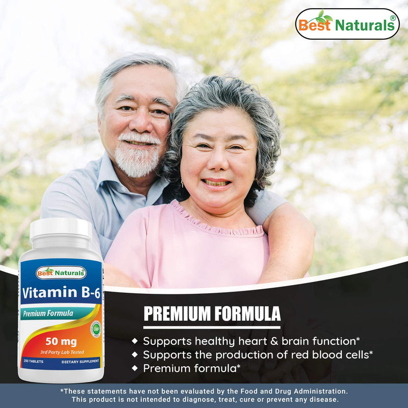 Best Naturals Vitamin B6 50 mg 250 Tablets (250 Count (Pack of 3))