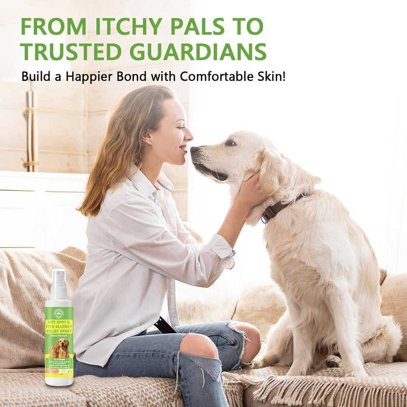 Allergy Itch Relief Hot Spot Spray for Dogs & Cats –Natural Allergy Itch Support Spray with Chamomile & Oatmeal, Skin Comfort & Moisturizing, Anti-Scratch Spray for All Ages & Breeds 4 fluid ounce