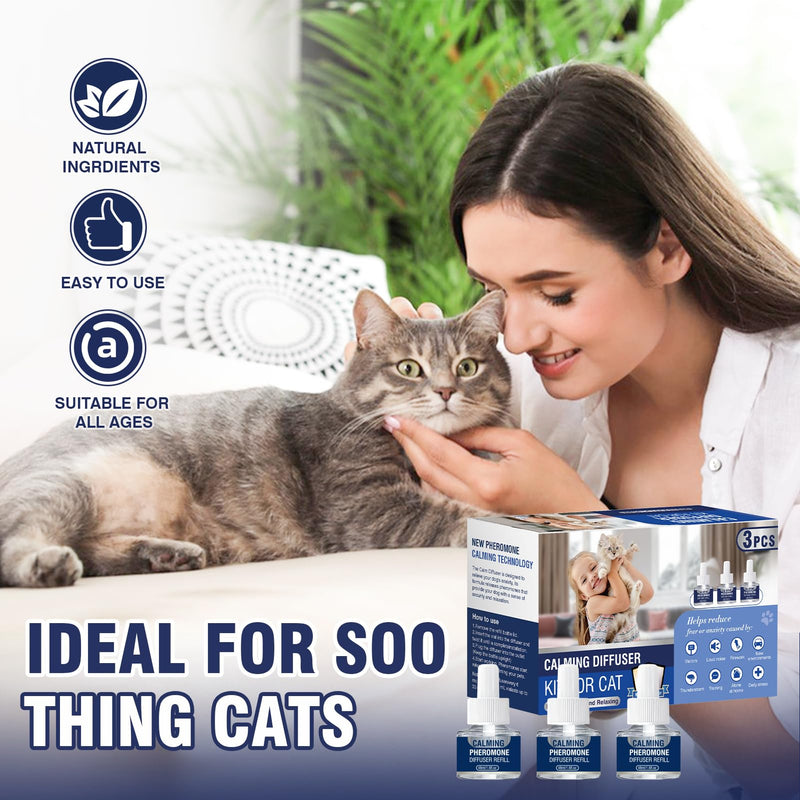 Pheromones cat socket calming cat calmer cat relaxation calming agent relaxation anti-stress agent helps with signs of reduces conflict behavior 3 x 48 ml refill bottles (M) M - BeesActive Australia