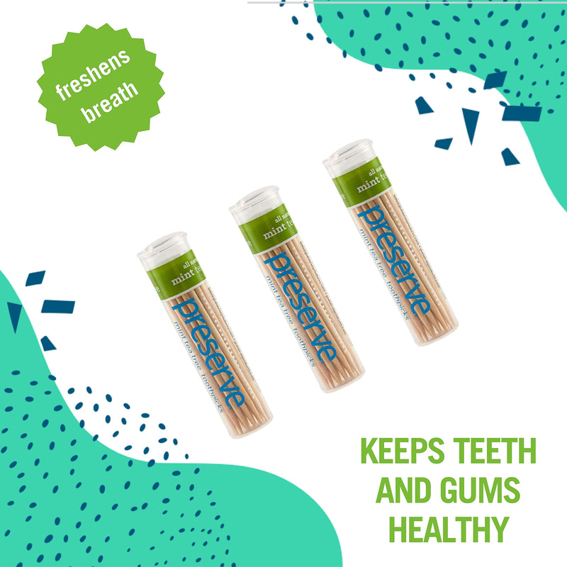 Preserve Flavored Toothpicks, Mint Tea Tree, 3 Count - BeesActive Australia
