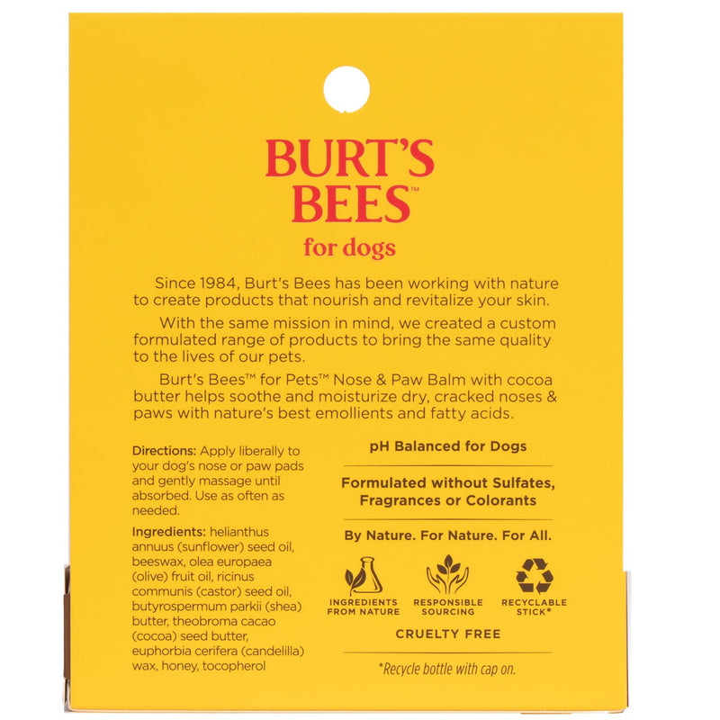Burt's Bees for Pets Nose and Paw Balm with Beeswax and Cocoa Butter,100% Natural Origin Formulas, Dog Paw Pad Balm, Paw Moisturizer for Dogs, Dog Nose Balm - PawsPlanet Australia