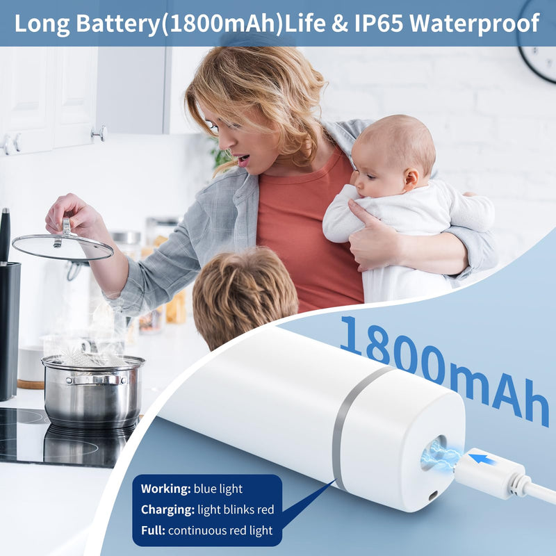 Electric Baby Bottle Brush Set with Rechargeable Electric Bottle Brush Cleaner and Silicone Bottle Brushes and Straw Brush Cleaner,Waterproof Travel Bottle Brush,Magnetic Suction Charging 1800mAh White - BeesActive Australia