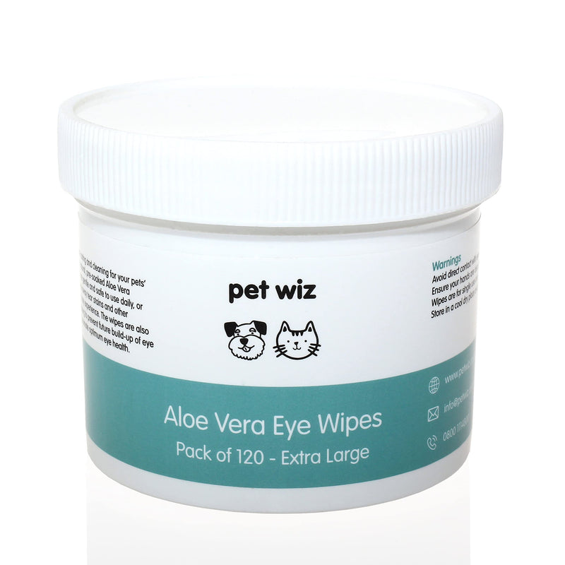 pet wiz Aloe Vera Eye Wipes for Cleaning Dogs & Cats - Extra Large 1 Tub