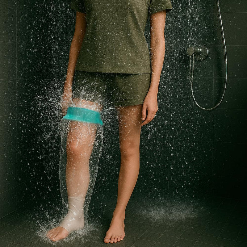 CIVJET Cast Covers for Shower Leg, Waterproof Cast Cover for Showering/Swimming, Cast Protector for Shower Leg Adult, Water Proof Shower Boots for Foot after Surgery, Knee, Ankle, Boot (Diameter-7.9") Reinforced Green - BeesActive Australia
