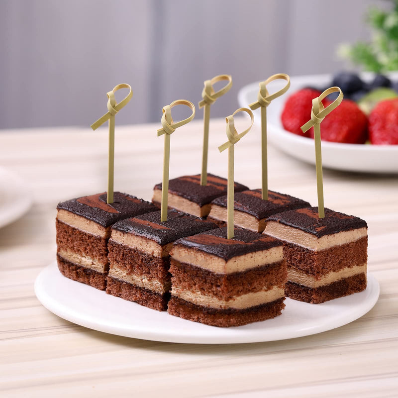 200 PCS Cocktail Picks, 6 Inch Toothpicks for Appetizers, Natural Bamboo Knot Skewers, Mini Food Sticks, Fancy Tooth Picks for Drinks, Fruit, Charcuterie, Cocktail Garnish Accessories, Party Supplies Knot 6 Inch 200 Pcs - BeesActive Australia