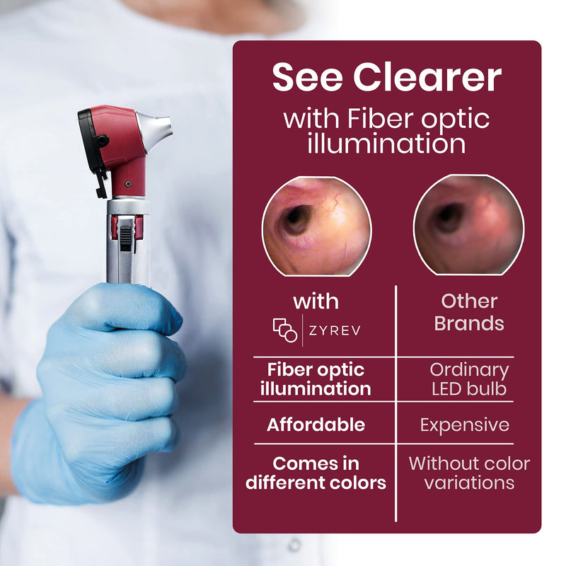 Zyrev ZetaLife Otoscope Set with 50 Extra Disposable Specula Tips, Maroon - BeesActive Australia