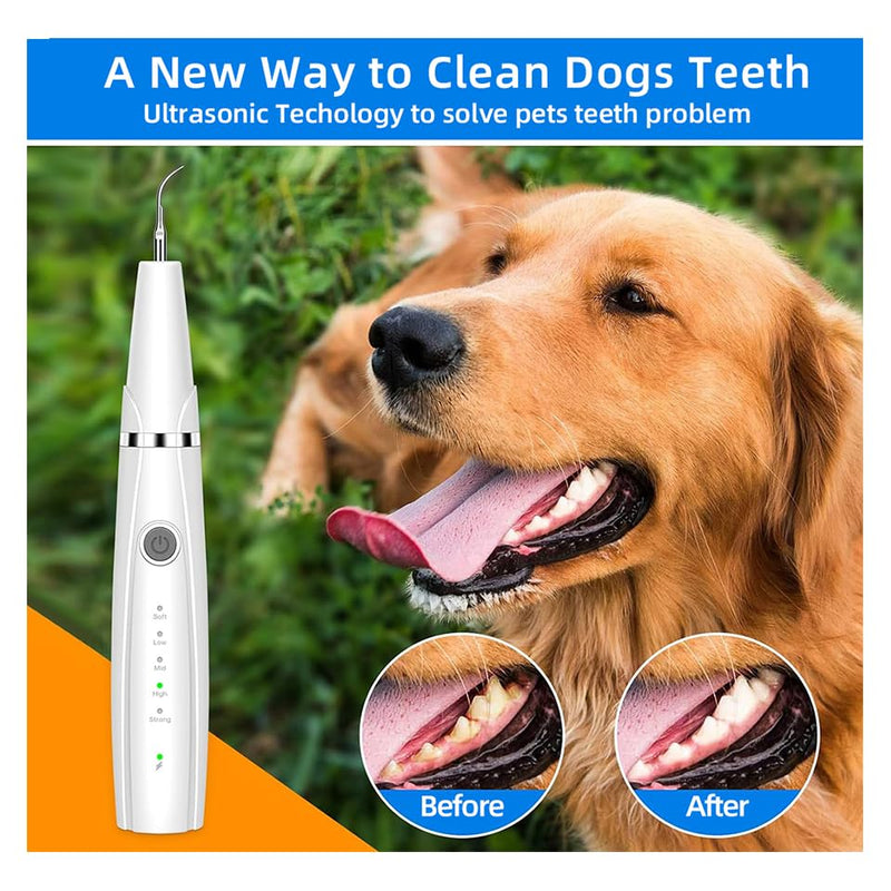 Dog Teeth Cleaning Kit | Pet Tooth Cleaner | Dental Care Tartar Plaque Remover for Dogs and Cats (White)