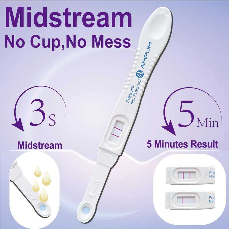 Amplim Midstream Pregnancy Test Stick, HCG Early Detection 6-Days Sooner, Extra Sensitive 10 MIU/mL 99.99% Accurate Result, 2-Sec Easy Home Tests, 10 Pack 1 Count (Pack of 10) - BeesActive Australia