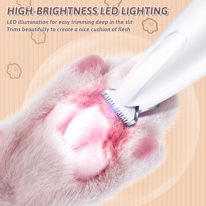 Skeadex Quiet Dog Clipper, Rechargeable Paw Trimmer for Dogs and Cats, Waterproof Professional Dog Trimmer with LED Light, for Thick Long Curly (White) White - BeesActive Australia
