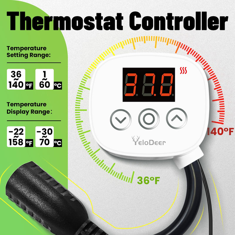 Digital Temperature Controller Outlet, Plug in Thermostat Switch 34-140°F, Timer Range 0h-10h,for Pipe Heating Reptile Greenhouse Aquarium Brewing Seedling Breeding and Hatching 110-120V 10A - BeesActive Australia