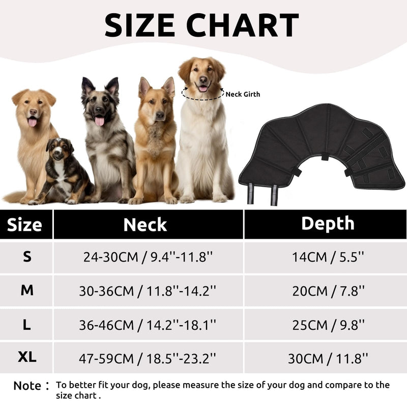 PUZAUKAL Neck brace dog leak protection, soft protective collar dog, breathable dog collar, adjustable Velcro fastener, dog collar after surgery, prevents licking of wounds, black (L) L - BeesActive Australia