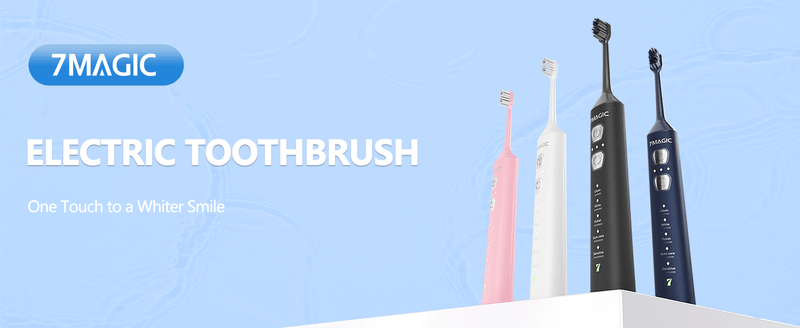 7MAGIC Sonic Electric Toothbrush, 180-Day Runtime, 42000VPM, 8 Heads, Black
