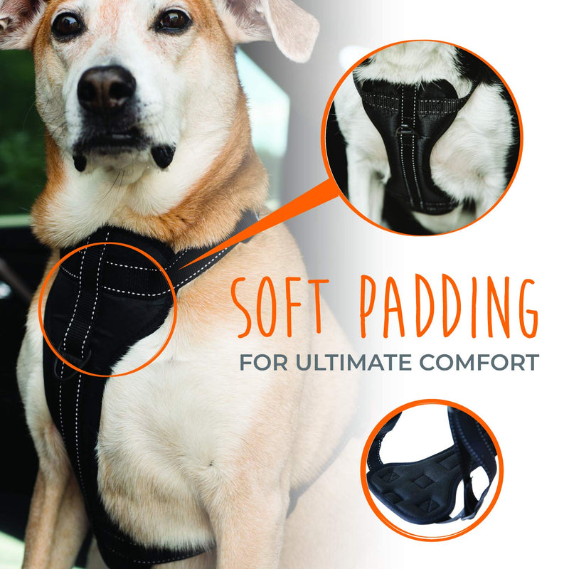 Mighty Paw Mighty Dog Car Harness - Dog Safety Harness for Car - Vehicle Safety with Adjustable Straps - Soft Padding - No Pull Front Leash Attachment - Padded Reflective Dog Harness - (Large) Large Black - BeesActive Australia