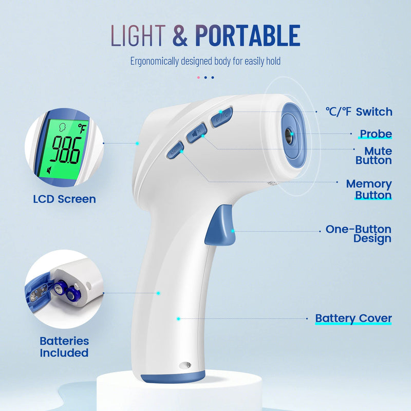 Forehead Thermometer for Adults and Kids, Digital Baby Thermometer with Fever Alarm, Fast Accurate Results, Home Medical & Nurse Essentials White