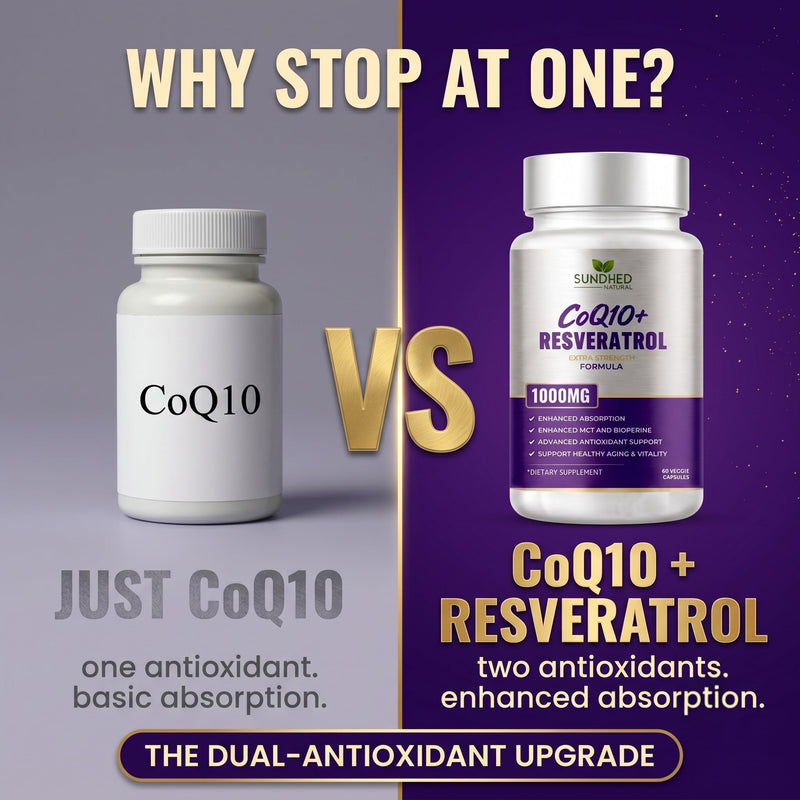 CoQ10 Powerful Antioxidant (Capsules Coq10+Resveratrol) 60 Count (Pack of 1)