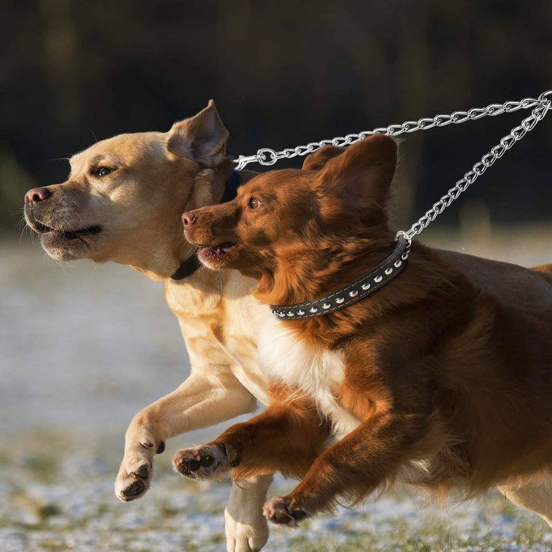 Pettom Heavy Duty 2 Way Dog Lead Metal Chain Double Pet Clip Leash Coupler 360° Swivel No Tangle Double Dog Walking & Training Leash(L 4.0mm*70cm Double Leash, Silver) L 4.0mm*70cm Double leash - BeesActive Australia