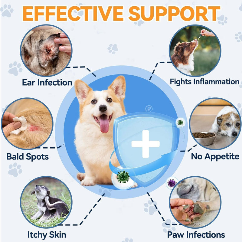 Carmelie Natural Yeast Relief for Dogs, Support Healthy Itch Relief, Ear Paw Discomfort Care, Itch Relief for Dog, Allergy Supports, Inflammation Relief for Dogs, 60ml Bacon Flavor 1PC