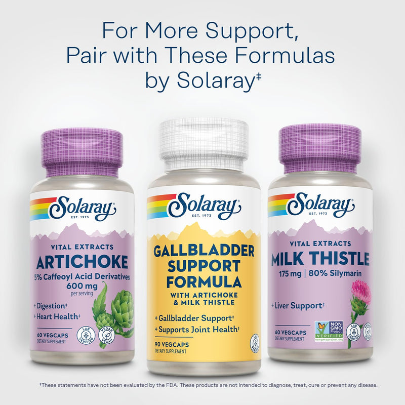 SOLARAY Gallbladder Support Formula | Healthy Gallbladder & Liver Support | 30 Servings | 90 VegCaps - BeesActive Australia