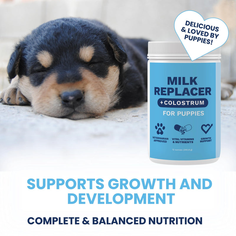Under the Weather Puppy Milk Replacer Powder + Colostrum | Puppy Milk Replacement Formula | Nutrient-Rich Formula with Colostrum for Immune & Digestive Support – 12 oz Dog / Puppy Milk