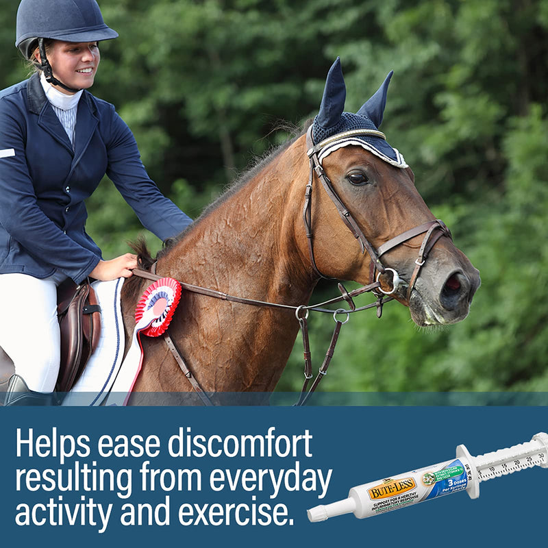 Absorbine Bute-Less Long-Term Horse Comfort & Recovery Supplement Paste, Gentle on Stomach, Devil’s Claw, Vitamin B-12, Yucca, 1oz Syringe / 3 Doses 1 oz