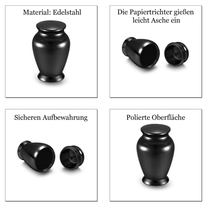 JSDDE Mini Urn Made of Stainless Steel Waterproof Memorial Urn Black Keepsake Urn Memorial Funeral Keepsake Urn Keepsake for Safe Storage of Ashes (Style 1) Style 1 - BeesActive Australia