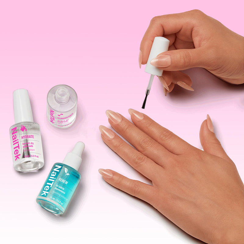 Nail Tek Therapy Kit – Nail Repair for Damaged Nails, Hydrate, Renew & Strengthen Nails Treatment, Made in USA, 0.5 fl oz each Pink