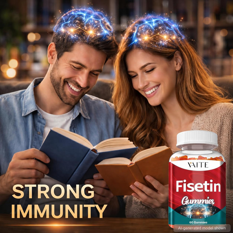Fisetin Supplements 500mg - Gummy Supplement, Powerful Antioxidant Blend for Cellular Health Support - Vegan & Non-GMO Formula with Flavonoids & Plant Extracts, Boost Cognitive Function, 60 Gummies