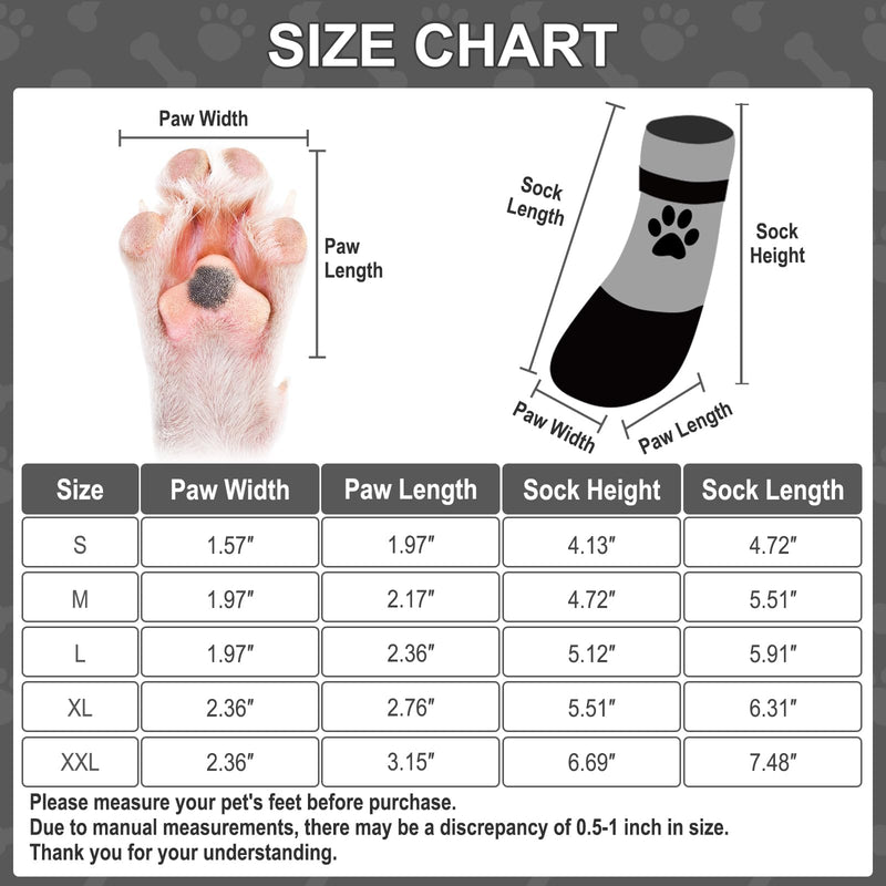 KOOLTAIL Anti Slip Dog Socks for Hot/Clod Pavement to Prevent Licking Paws，Dog Booties for Hardwood Floors, Traction Rain Dog Boots&Paw Protectors Shoes with Grip for Small Medium Large Senior Dogs S Grey with Black Paw - BeesActive Australia