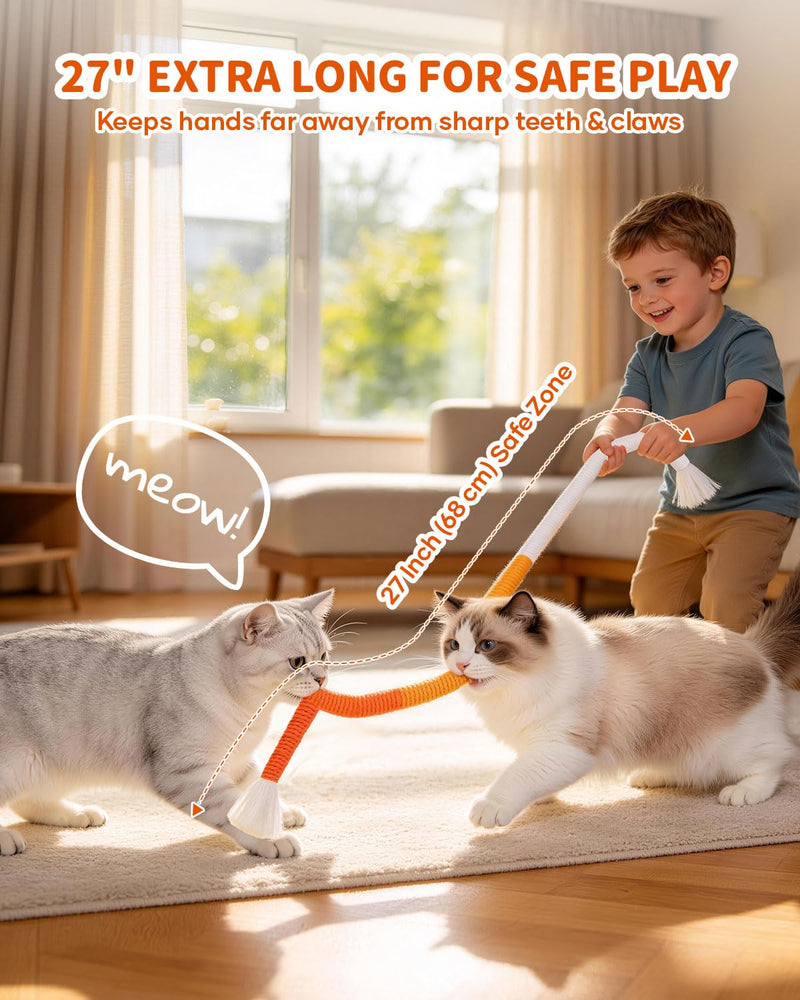 Cat Chew Rope & Kitten Teething Toys – 3 Pack (27 Inch) | Safe Cotton Cat Chew Toy [No Small Parts] | Redirects Biting from Wires | Quiet Cat Teething Toy for Dental Health