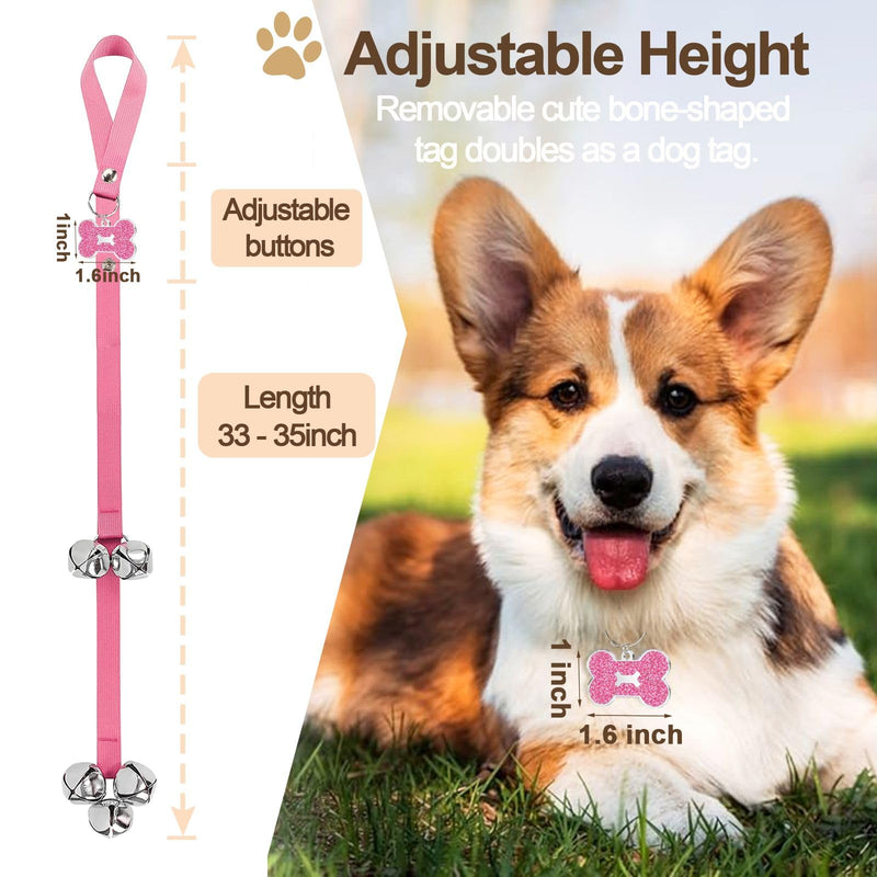 2 Pack Dog Door Bells, Dog Doorbell to go Outside Puppy Train Bell for Dogs to Ring to go Potty, Puppy Toilet Training Bell Jingle Bells for Door Knob Girl Dog Accessories (Pink) 2 PCS Pink new - BeesActive Australia