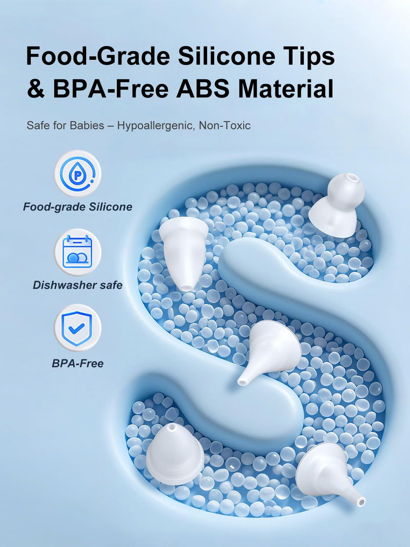 Baby Nasal Aspirator Replacement Parts Silicone Tips & Tubes, Compatible with GROWNSY, HEYVALUE, Nozebot & Momcozy, Dishwasher Safe, Includes Multiple Silicone Tips & Storage Case