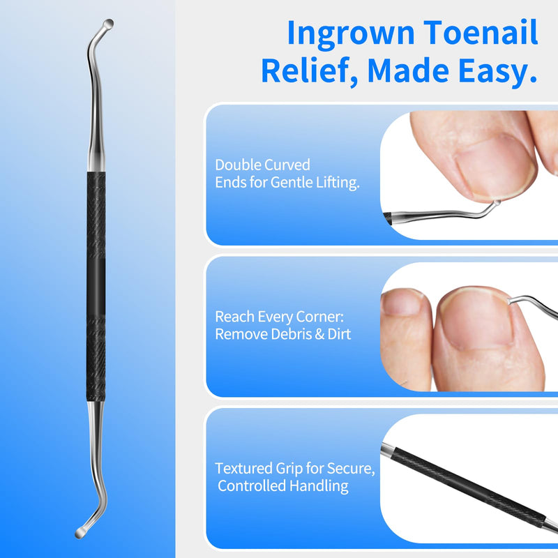 TwinWolf Toenail Clippers for Seniors Thick Ingrown Toenails,Heavy Duty Slanted Curved Blade Cutters for Fingernails, Large Ultra Sharp Nail Clippers Set with Wide Jaw for Men Women,5 Pcs,Black 5PCS
